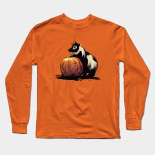 Baby skunk on a pumpkin Long Sleeve T-Shirt